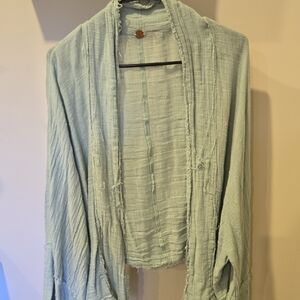 Free People one Light Green Open Front Cardigan